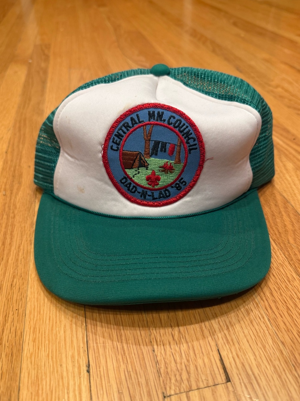 Green and White Central Minnesota Trucker Hat with Outdoor Patch